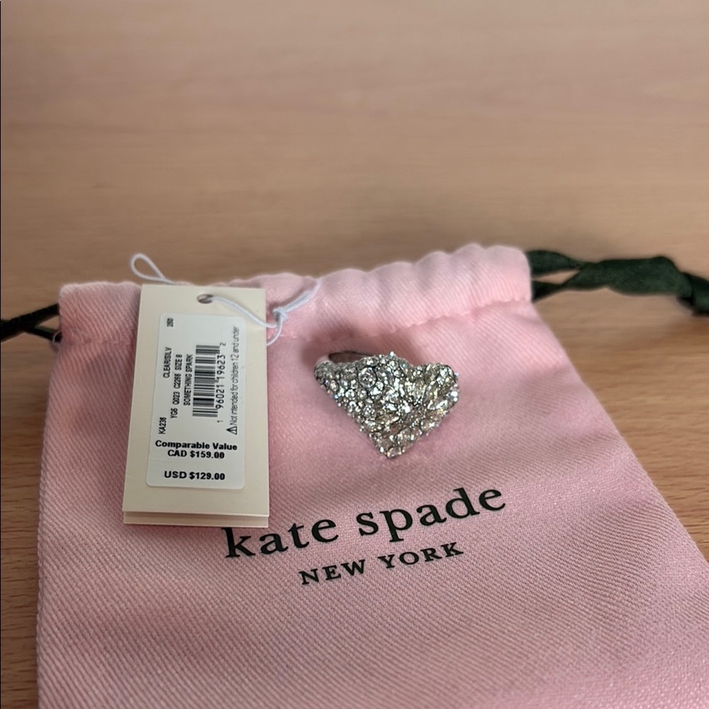 Kate Spade Glittering Silver Heart Ring
